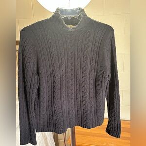 Women’s Black Cable Knit Turtleneck Sweater